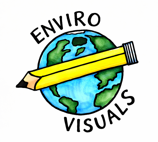 Envirovisuals logo of a pen and the world ©Envirovisuals